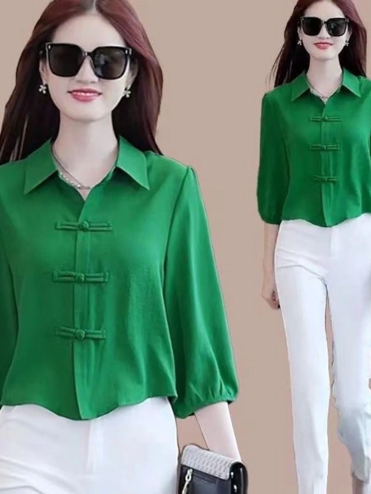 

Свободный женский топ на пуговицах в Корейском стиле, осенний новый модный топ с прикрытием живота, маленький топ с воротником Qipao ort Sve