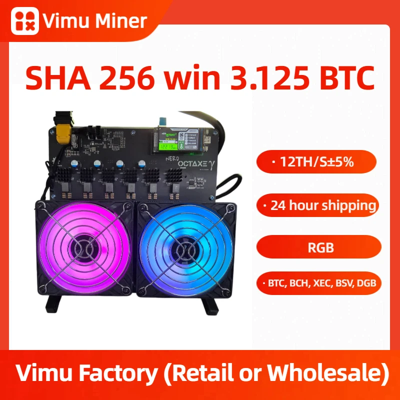 

NerdOCTAXE γ Rev3.1 Crypto Miner 12TH/s, BM1370 ASIC Bitcoin Miner, Low Noise Custom Fan, RGB Fan, Home Use Mining Machine