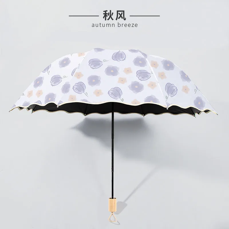 Women Foldable Sun Rain Dual Use Umbrella UV Wind Resistant Automatic Princess Style Anti UV Shade Parasol Daily Outdoor Use