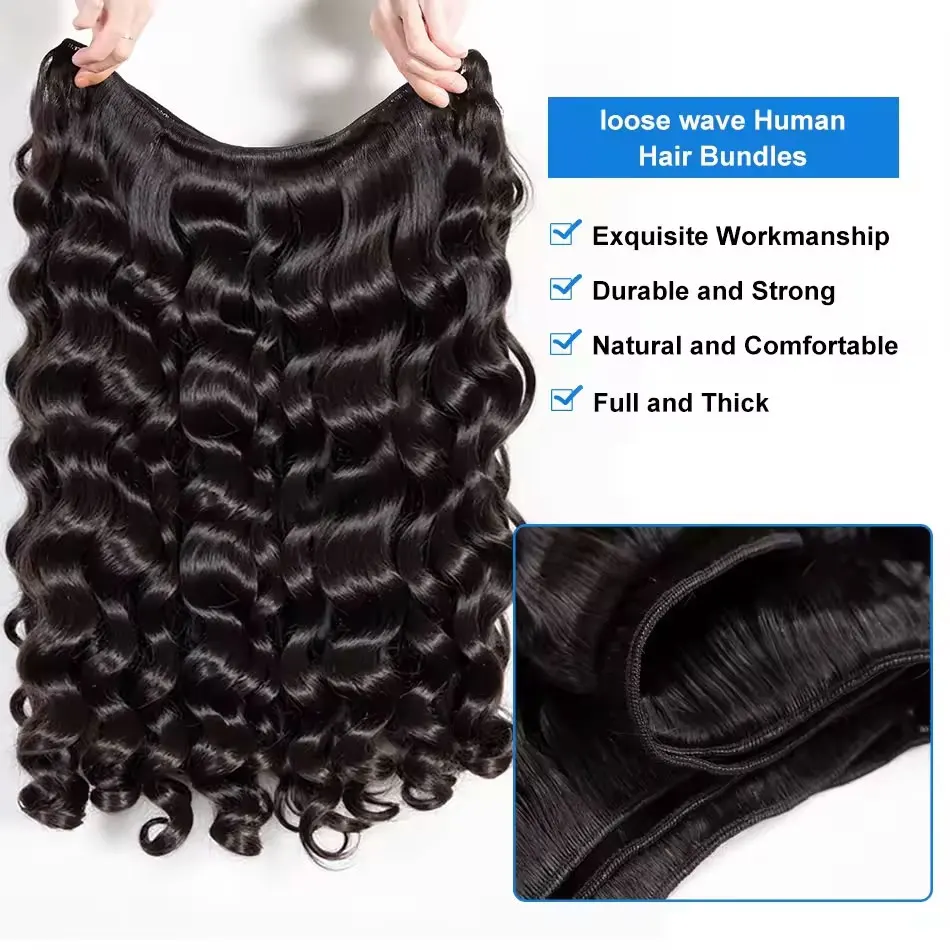 26 28 30 32 Inch Loose Wave Bundles Human Hair 16A Unprocessed Quality Virgin Raw Hair Brazilian 2 3 4 PCS Loose Deep Wave Human Hair Bundles Extensions - view 6