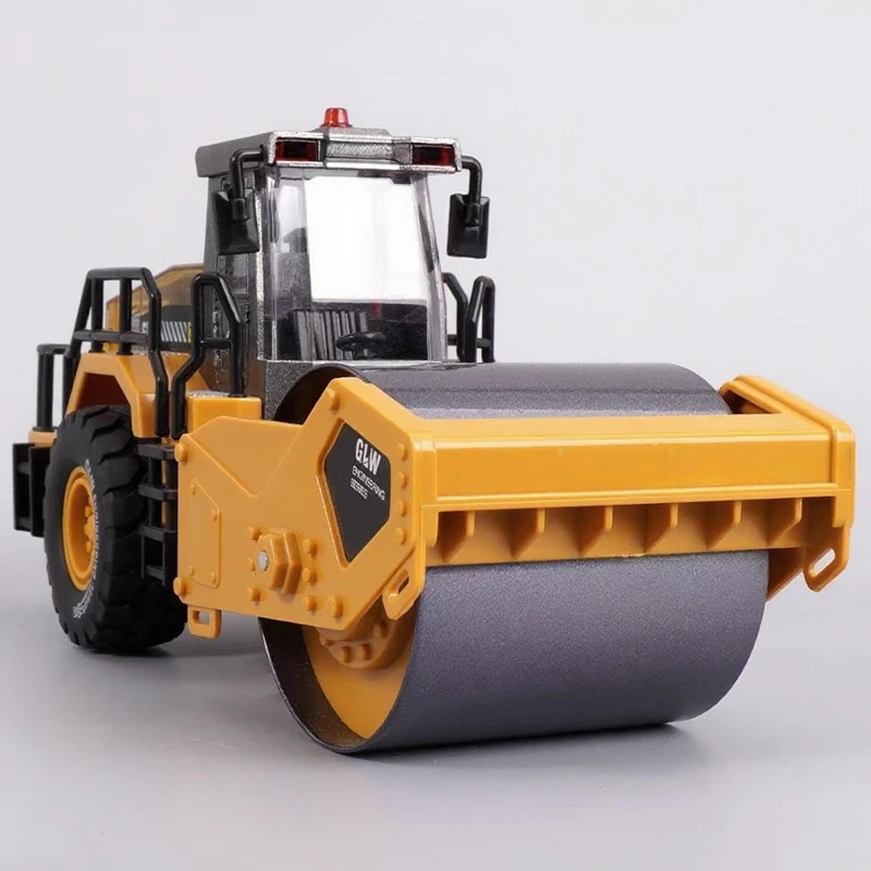 

1:40 Road Roller Model Alloy Diecast Engineering Construction Play Vehicles Sound Light Pull Back Collections Toy For Children