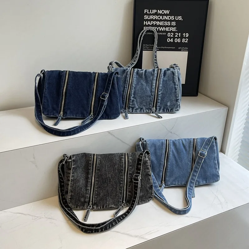 

2025 New Denim Shoulder Bag for Women - Large Capacity Square Crossbody Purse,Minimalist Stylish Commuter Bag,Casual Small Tote