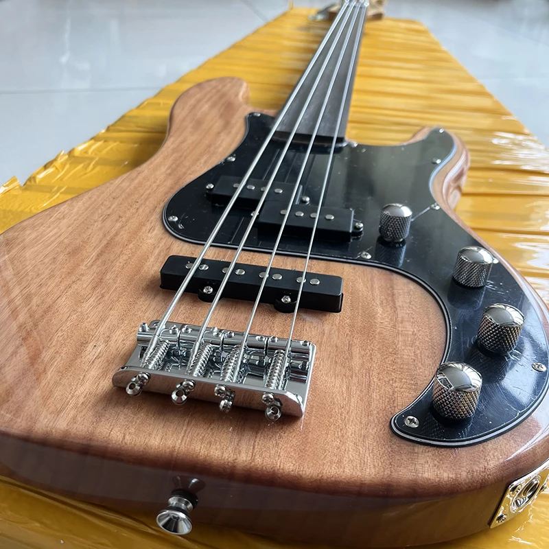 Customized unbridled electric bass, made of solid wood, professional grade, fast delivery.