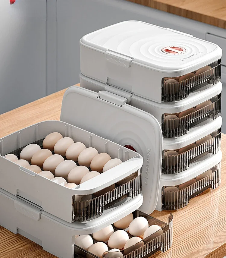 

Refrigerator egg storage box drawer-type automatic rolling food-grade household kitchen fresh-keeping storage finishing artifact