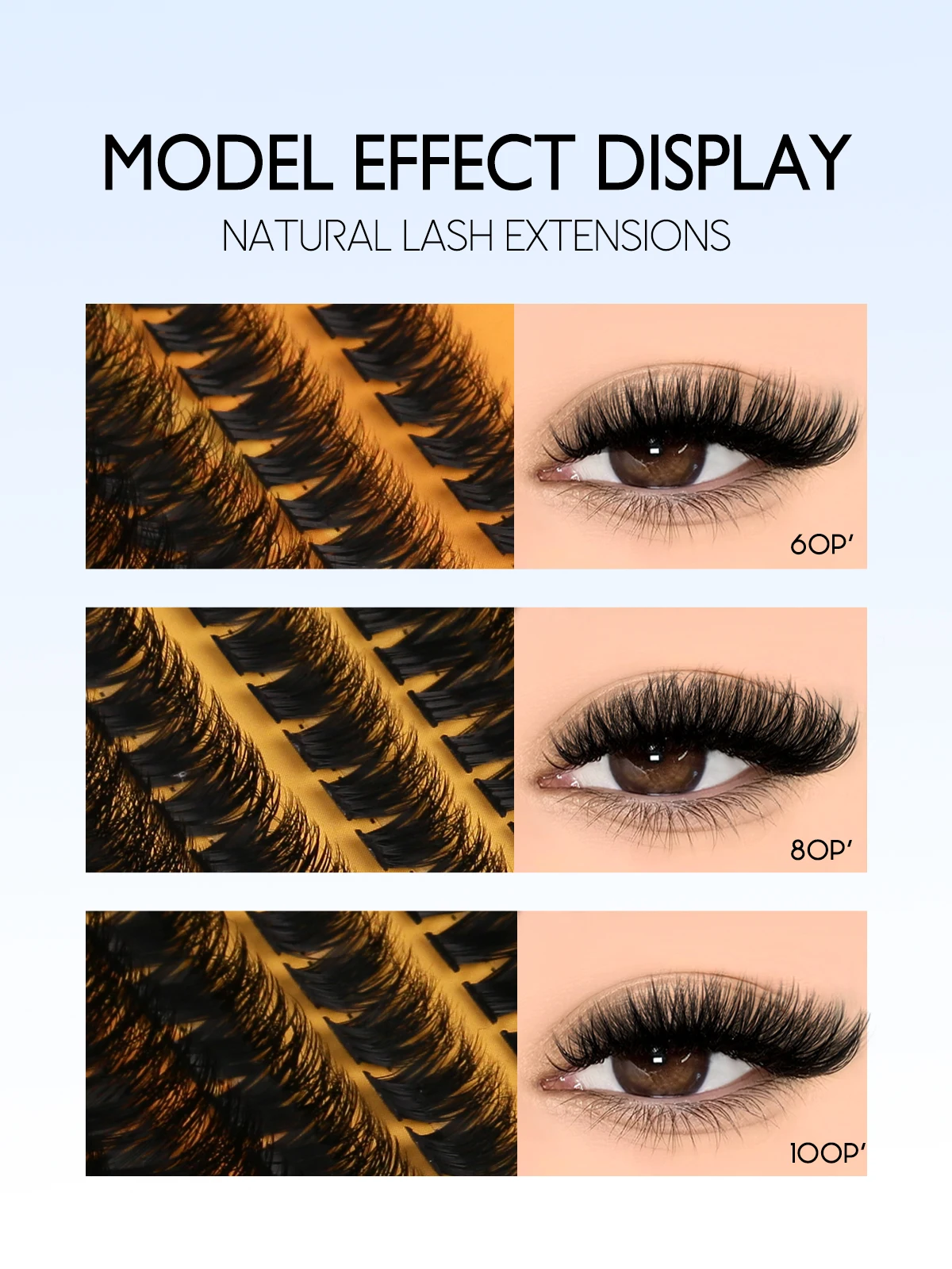 GROINNEYA-Kit de pestañas DIY, bandeja mixta con Kit de grupos de pestañas de sujeción fuerte resistente al agua, unión de pestañas, sello y pinzas para pestañas