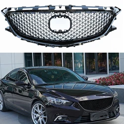 Honeycomb Style Front Grille Racing Grills For Mazda 6 Atenza 2014-2016 Black Replacement Upper Bumper Hood Mesh Body Kit Grid