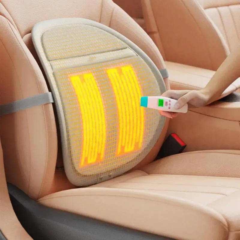 Heated Desk Chair Pillow Winter Lumbar Support Pillow For Car Rear Seat USB Rebound Waist Cushion Pillow Back Relief Pillow