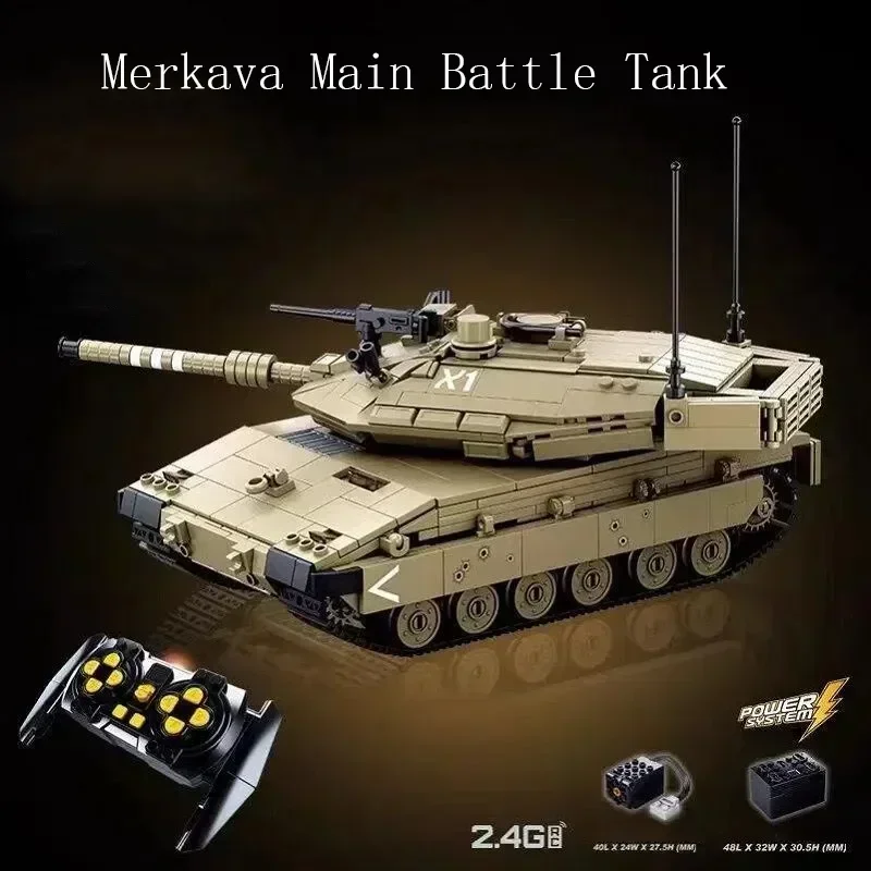 937pcs MK4  Remote Control Technical Military  Main Battle Tank Building Blocks Army Weapon T14 Amata Tiger RC Bricks Kids Toys