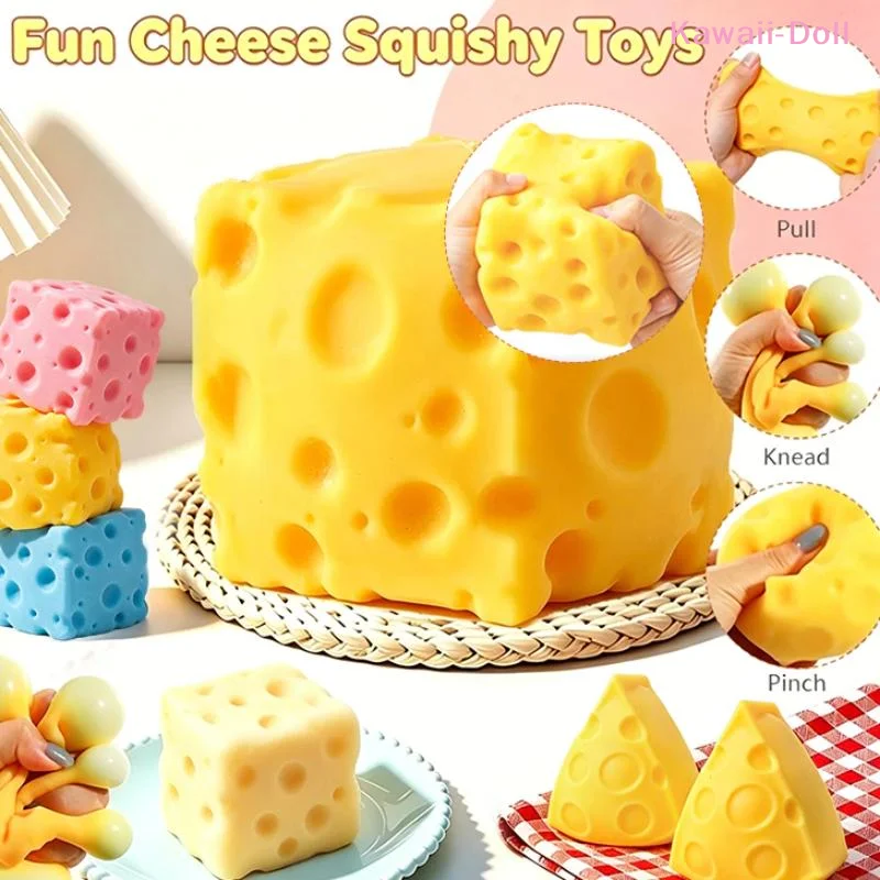 [DO]Square Cheese Big Giant Jumbo TPR Large Cheesy Squeeze Slow Rising Toys Cheese Pressing Stress Relief Toy[DO]