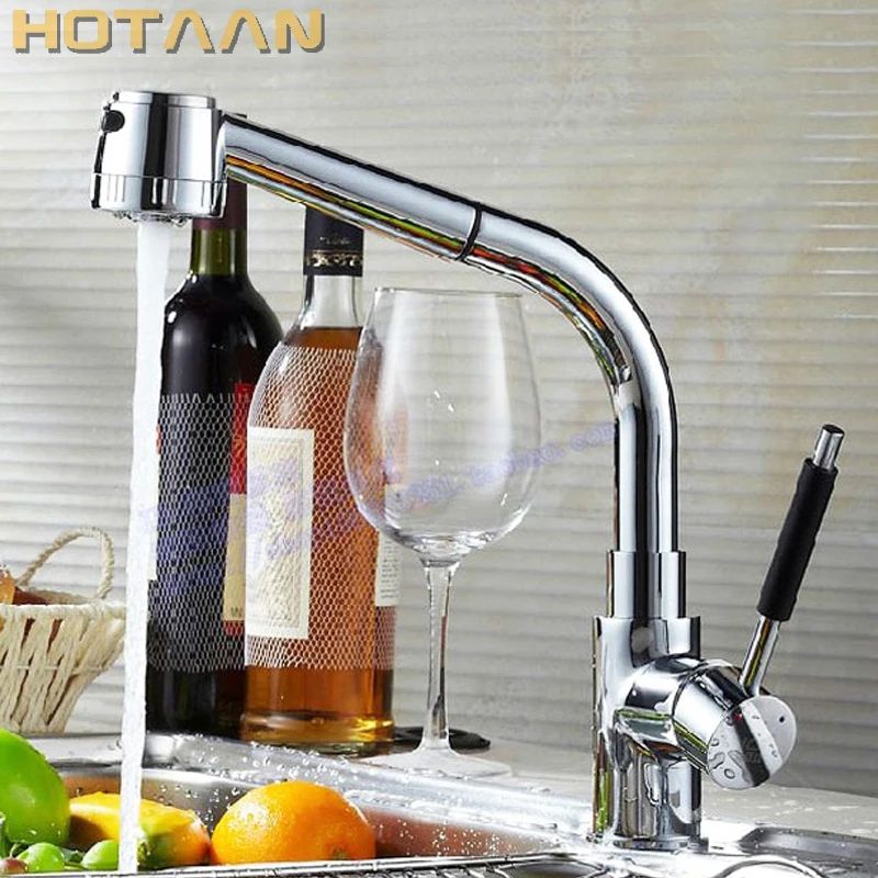 

. Pull out Faucet Copper e Single Hole Kitchen Faucet Sink tap Thickening Type Chrome Finish torneira YT-6005