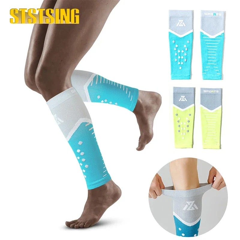 1/2Pair Calf Compression Sleeve for Men, Leg Support Footless Compression Socks for Running -Shin Splint Varicose Veins Swelling