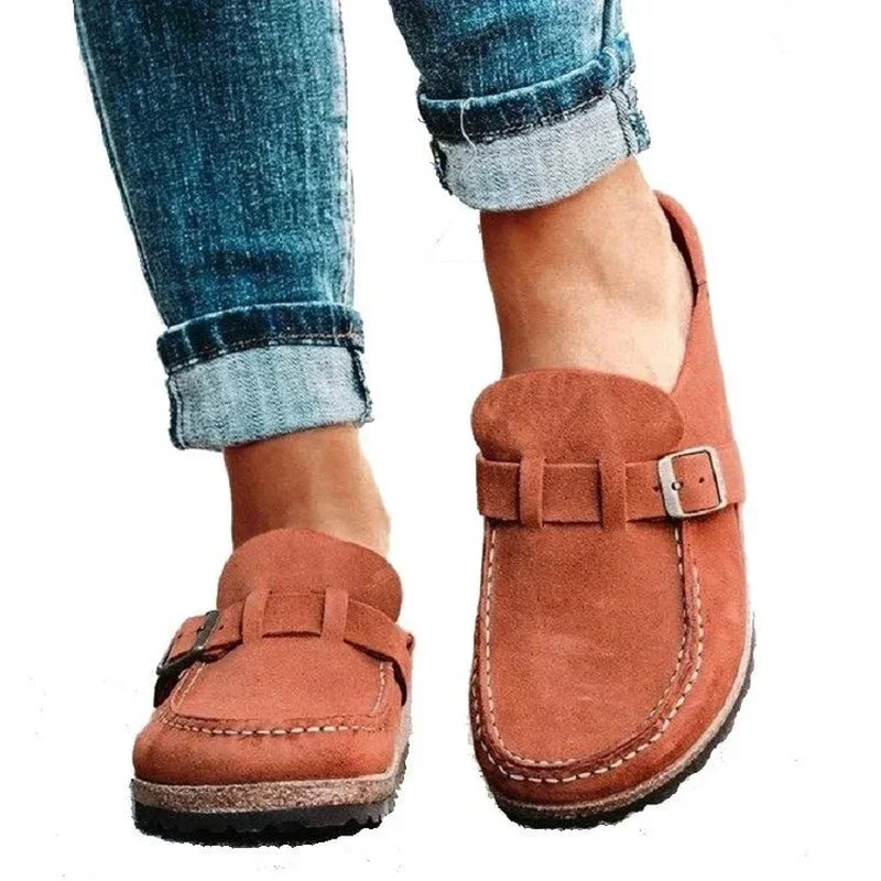 New Retro Fashion Women Casual Solid Color Shoes Light Round Toe  Half Slippers Comfort One Pedal Outdoor Sports Flat Sandals