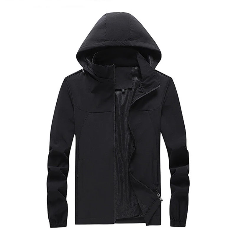 

2023 Men Fashion Spring Windproof Hooded Sport Jacket Men Autumn Outdoor Casual Breathable Comfortable Detachable Hat Jacket Men