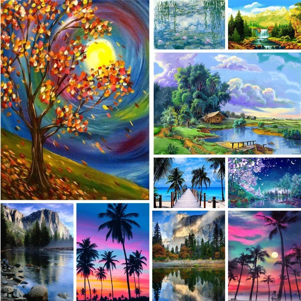 

616523 Beautiful Nature DIY Painting By Numbers Set Oil Paints 40*50 Paiting By Numbers Home Decoration For Children Wall Art