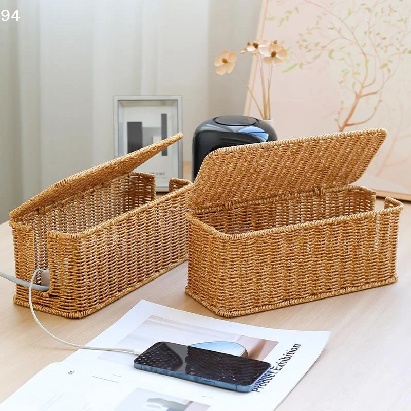 Hand-Woven Charging Station Storage Box Cable Management Basket For USB Cables Data Cables OrganizerNF stationery