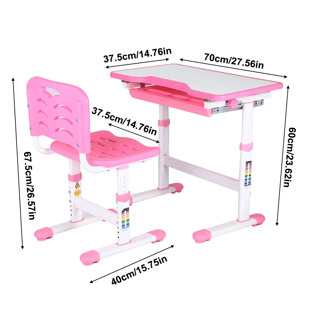 Ajustável Study Desk and Chair Set for Kids, Activity Art Table for Children, Homework Desk