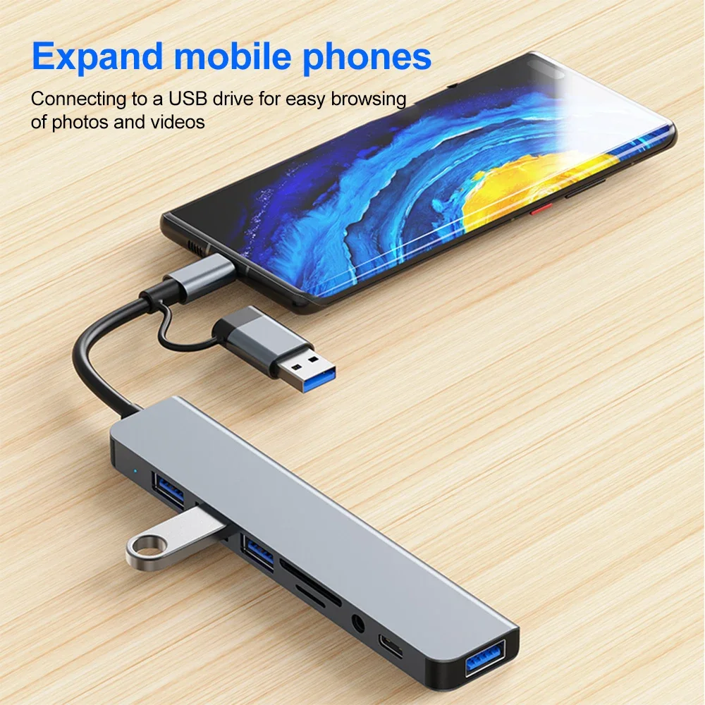 5Gbps USB 3.0 HUB USB C HUB USB C Docking Station High Speed Splitter Multiport OTG Adapter Card Reader for PC/Laptops/MacBook