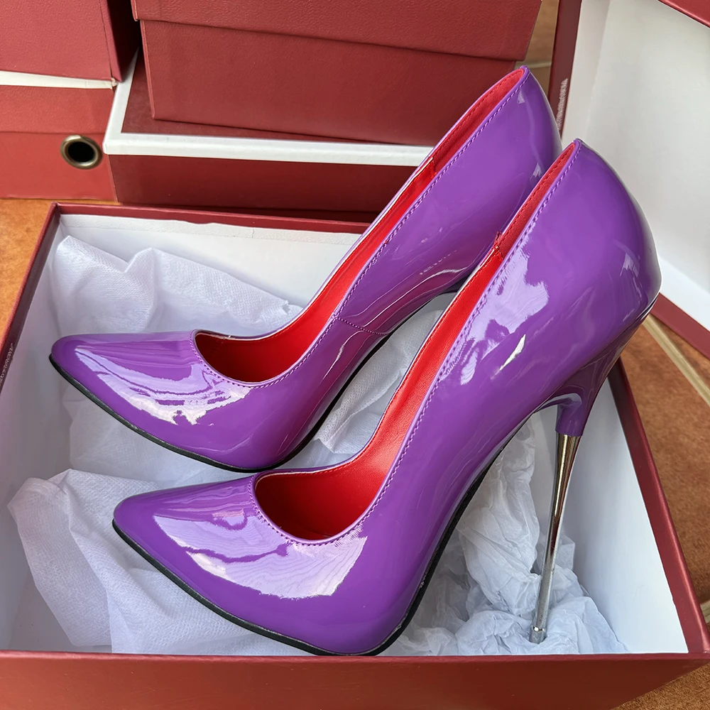 Customized 16cm Extreme Metal High Heels Purple Stilettos Sexy Pumps Fetish SM Man Party Club Cross Dresser Catwalk Shoes Size46