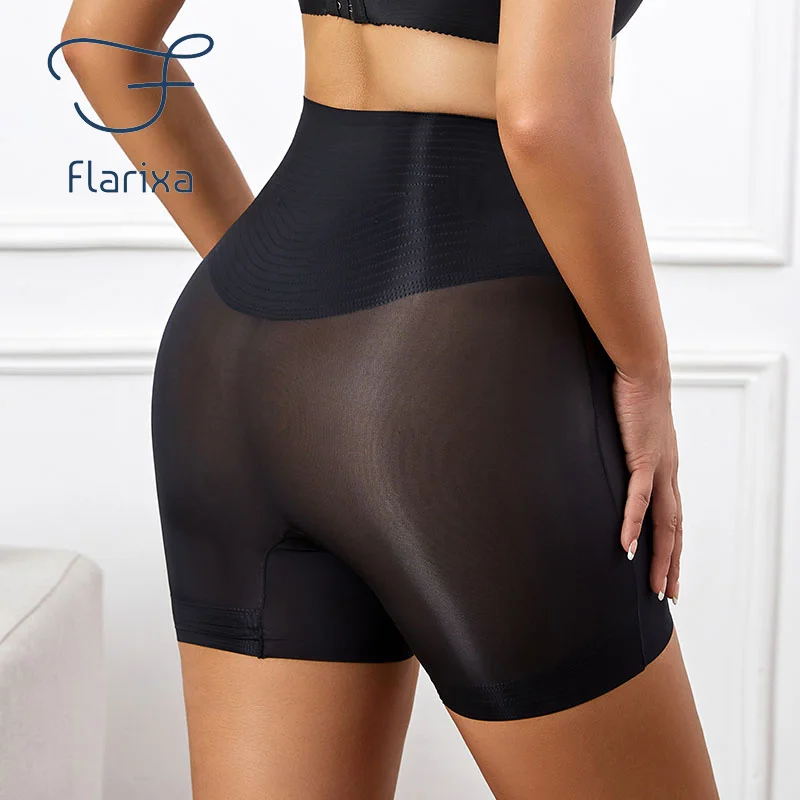 Flarixa Body Shapewear Woman High Waist Slimming Shorts Postpartum Abdomen Control Panties Ultra Thin Ice Silk Shaping Underwear