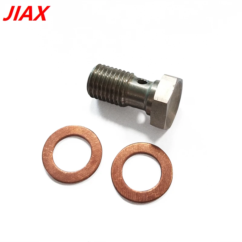 

Universal Stainless Steel M10x1.25 Metric Thread Turbo Brake Line Banjo Bolt Adapter with Copper Washers, Single Banjo Bolt 24mm