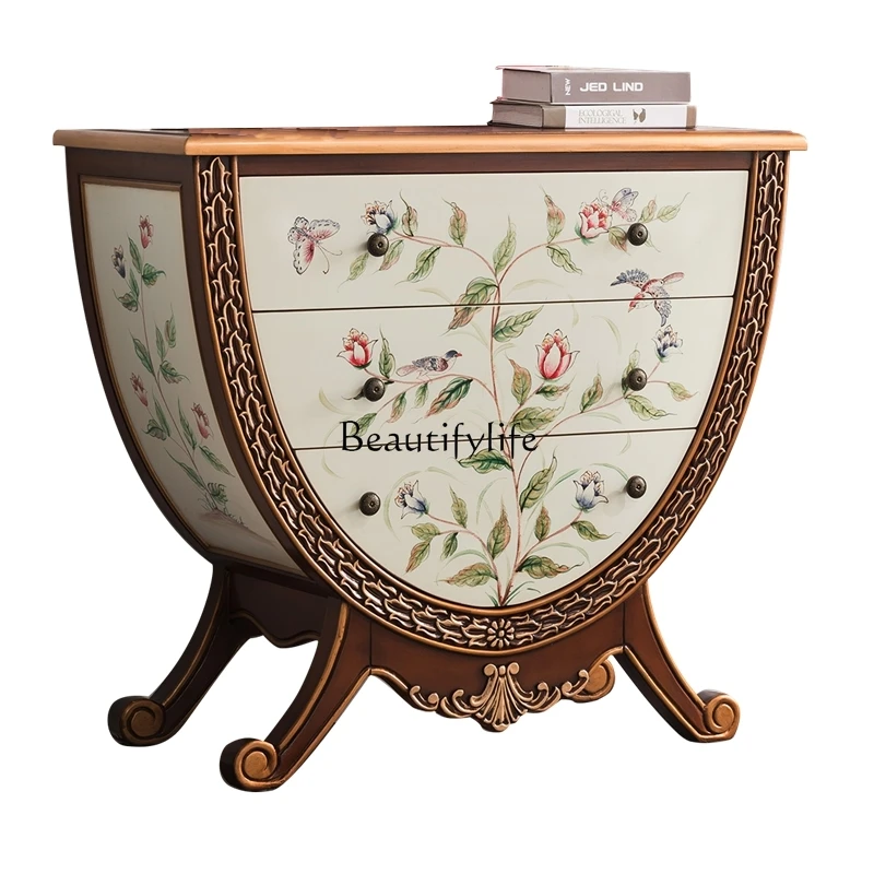 

American solid wood painted drawer storage cabinet corridor decorative cabinet
