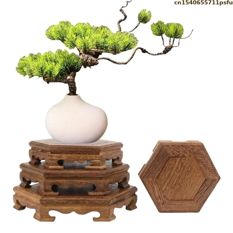 

Natural Solid Wood Standing Flower Base Vase Flower Pot Sorting Table Stand Bonsai Holder Plant Decor Shelves Tea Sets Pedestal