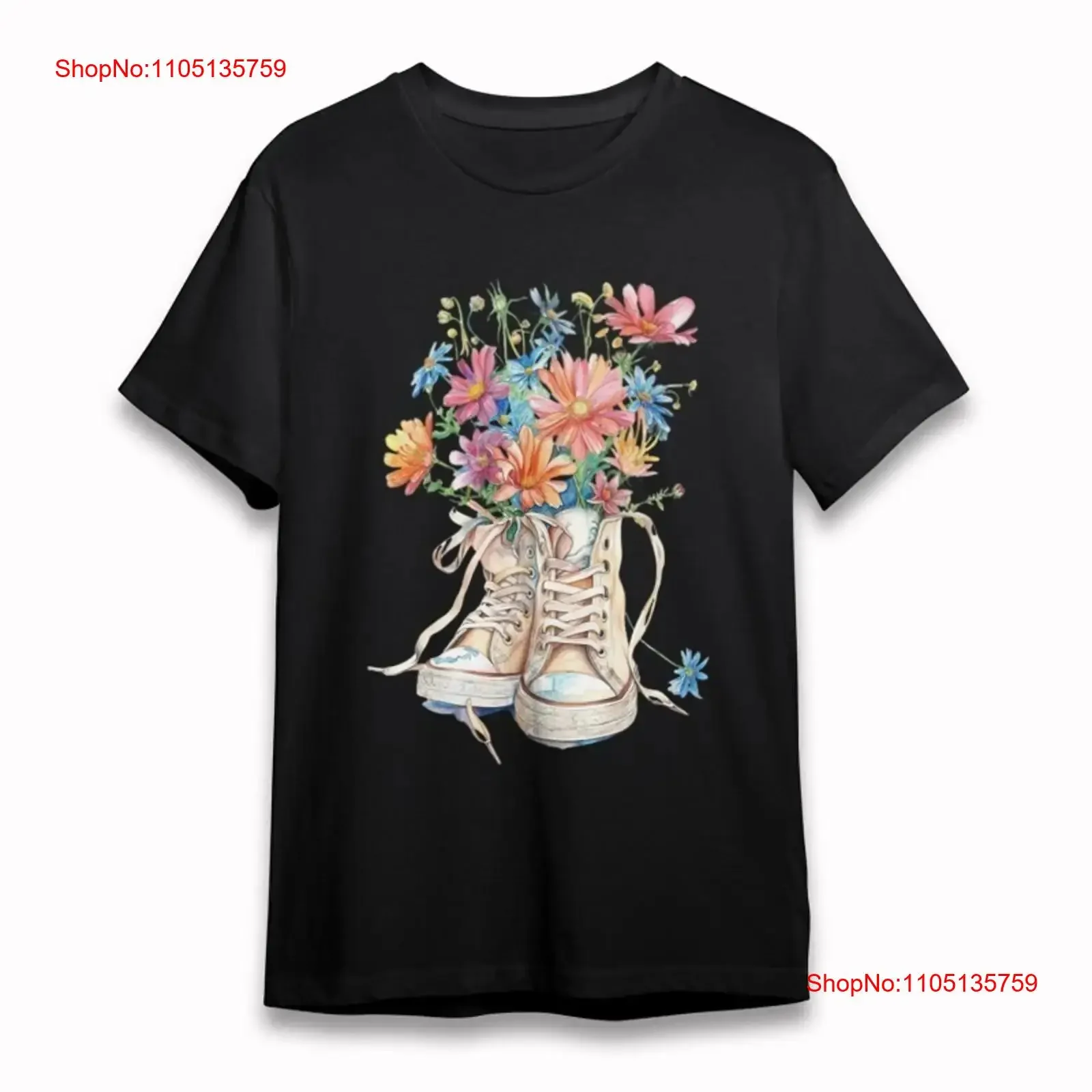 

Женская мягкая всесезонная классическая футболка, красочные цветущие кроссовки, винтажная стираная удобная уличная одежда