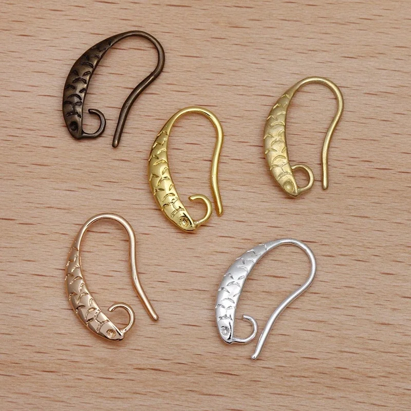 BoYuTe (100 Pieces/Lot) 13*17mm Fish Carved Earring Hooks Brass Jewelry Findings Diy Handmade Materials