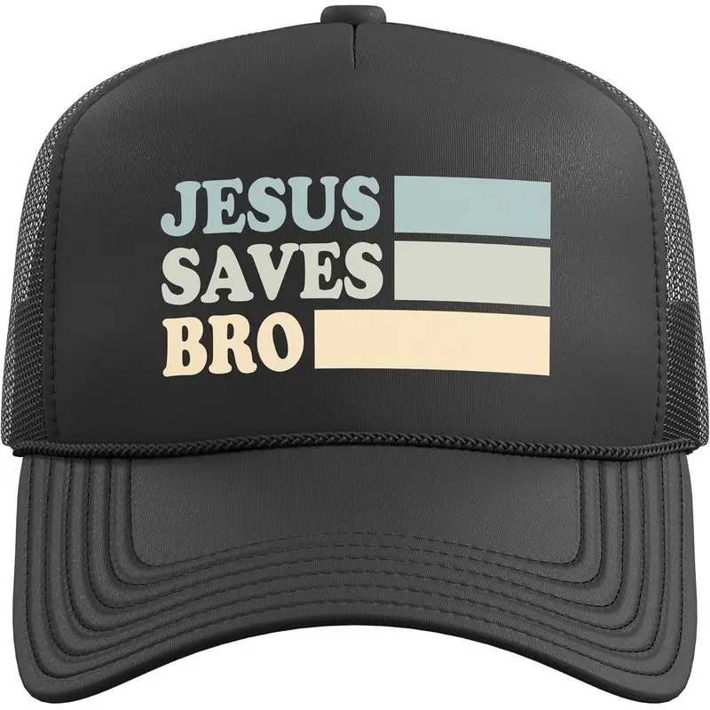 Jesus Saves Bro Christian Religion Trucker Hat with Adjustable Mesh Back