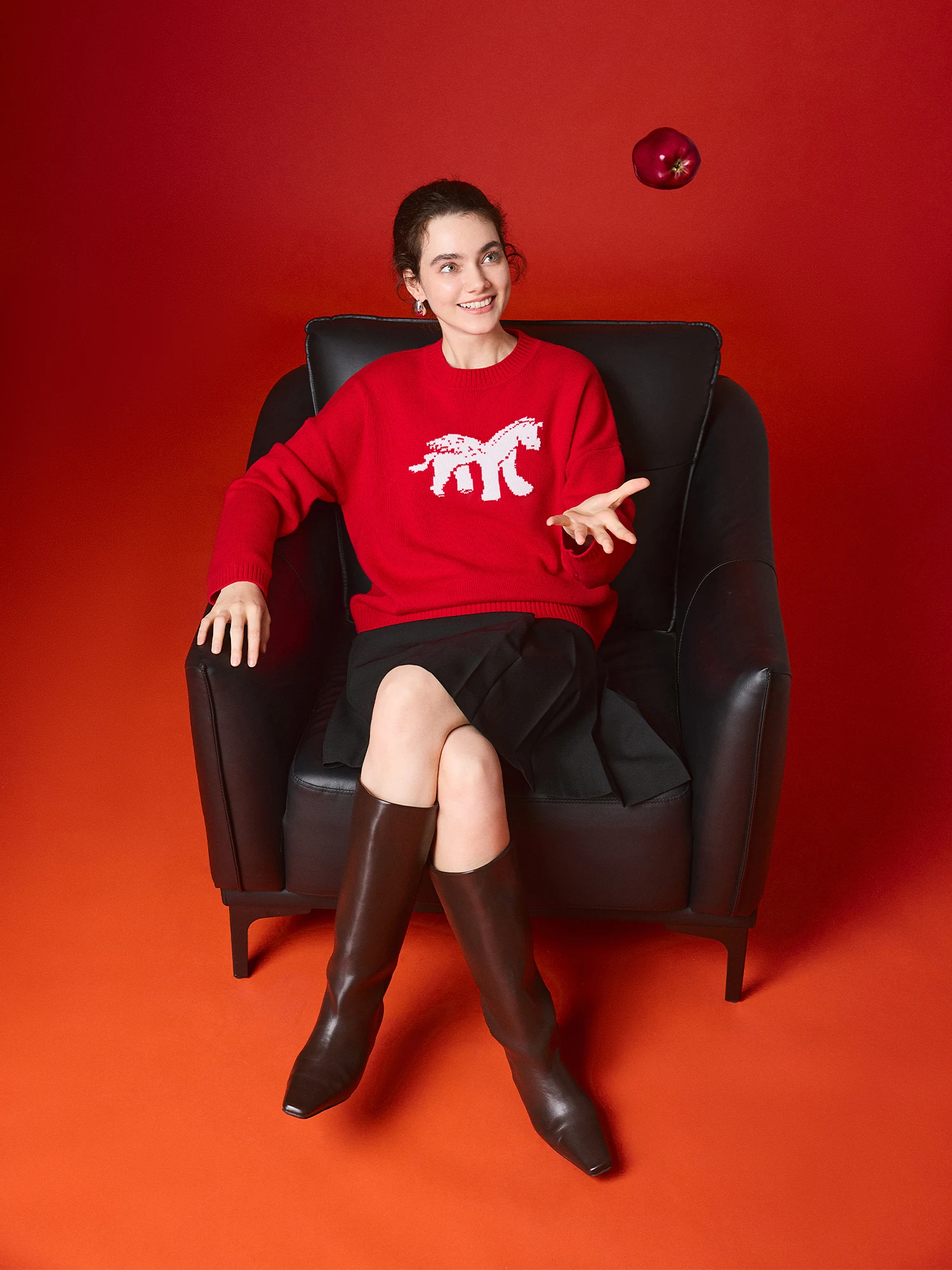 

Новинка! Женский вязаный свитер из 100% мериносовой шерсти, красный, на 26-й день рождения, с круглым вырезом, модный, удобный крой.