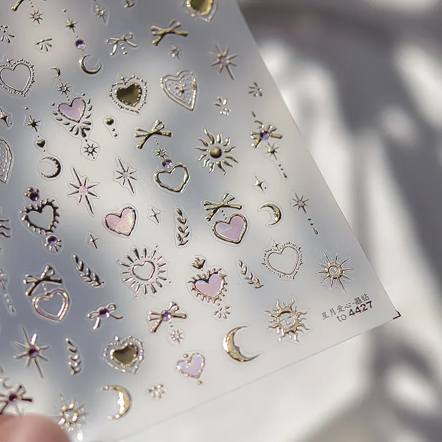 5d gradiente amor gem glitter amor coração colorido olho de gato strass macio auto adesivo arte do prego adesivos brilhantes manicure decalques