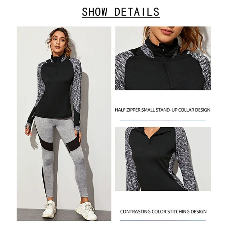 Slim Long Sleeved Sporty Women\'s Jacket Stand Collar Yoga Coat Zipper S-shaped Waist Sport Sweatshirt for Woman Windproof Tops