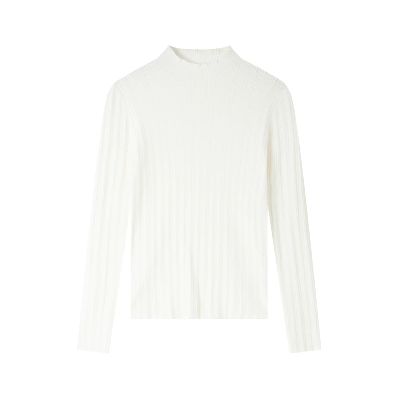 VIMLY سترة نسائية غير رسمية برقبة وهمية لخريف 2025 بلوفرات متينة متعددة الاستخدامات بسيطة بأكمام طويلة ملابس علوية ضيقة للسيدات 73531