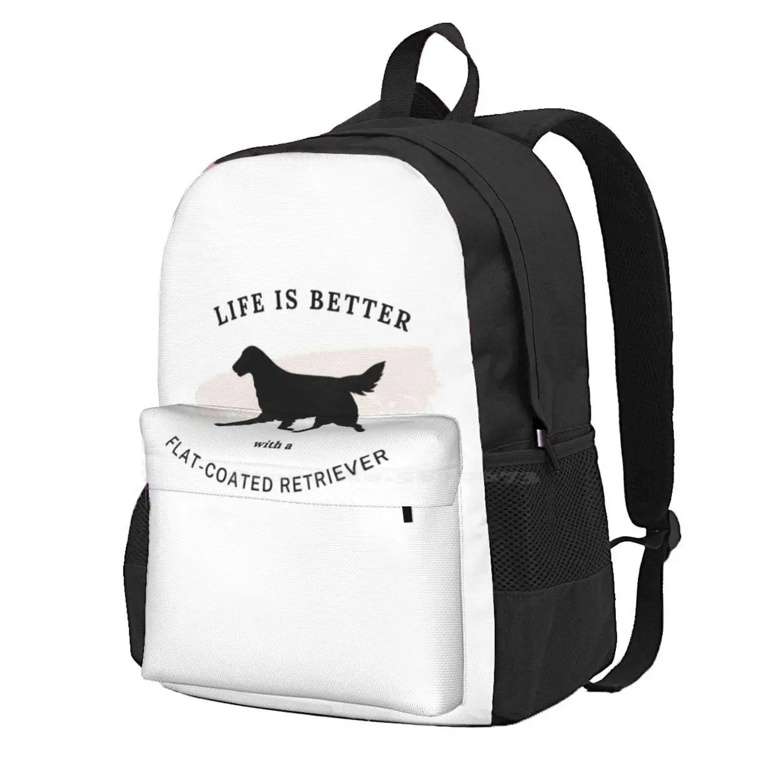 Flat-Coated Retriever | Life Is Better Hot Sale Schoolbag Backpack Fashion Bags Flat Coated Retriever Flattie Fcr