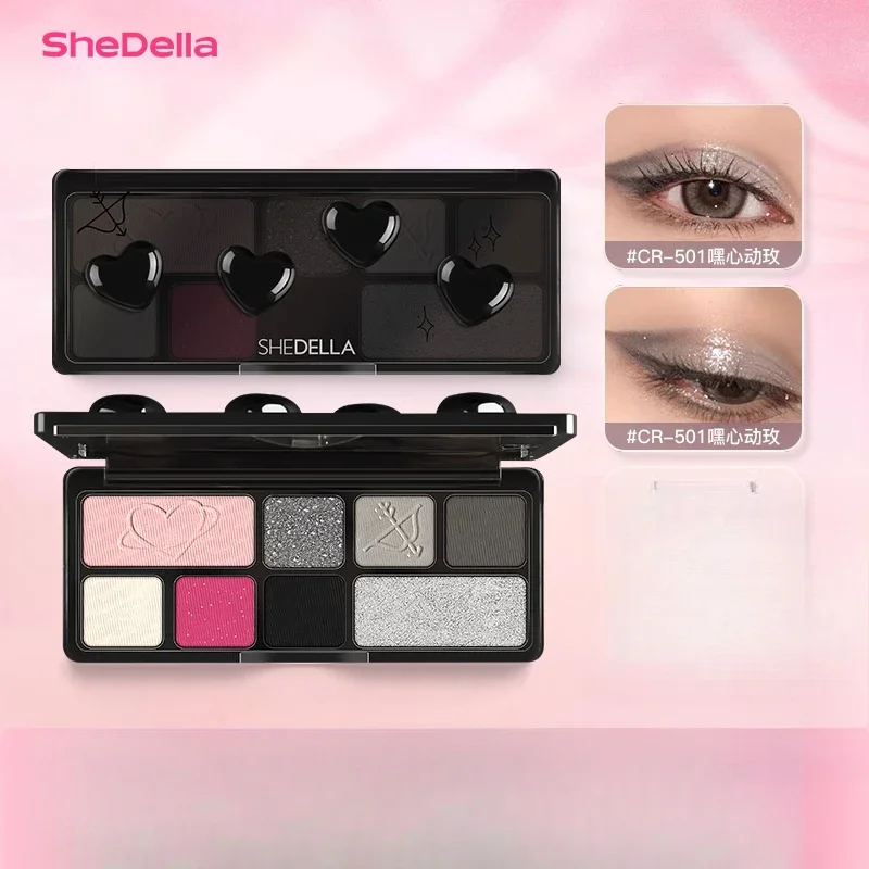 SHEDELLA Y2K 8Color Resin Love Eye Shadow Matte Glitter Dark Black Truncated Eyes Long-lasting Makeup