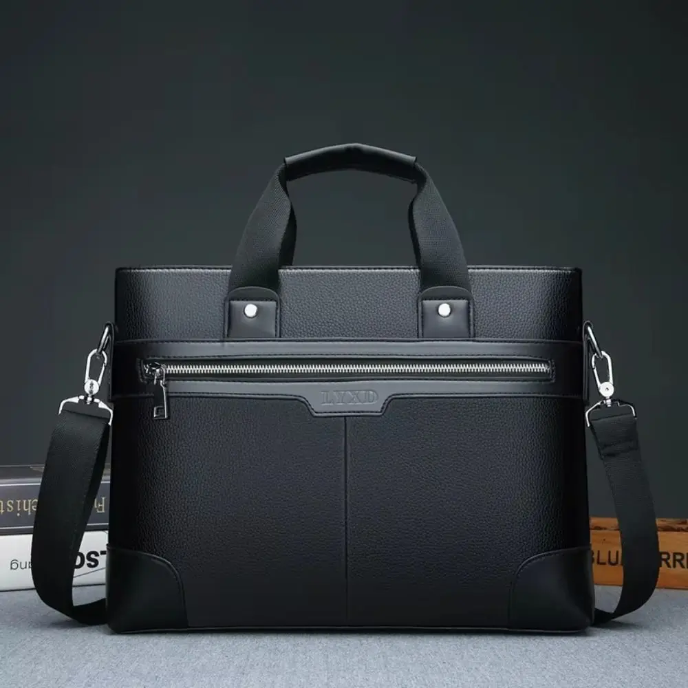 Large Capacity PU Leather Briefcase Paper Organizer Oxford Cloth Business Documents Bag Waterproof Multifunctional Laptop Bag