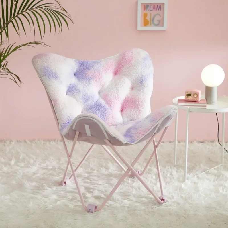 Printed Folding Butterfly Chair With Holographic Trim, Pink