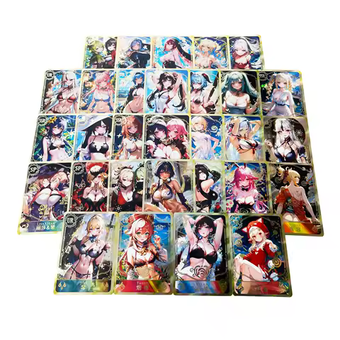 55Pcs TCG Deck Cards, Goddess Story Card Holographic Golden Letter All Shiny Swimwear Girl Collection Card