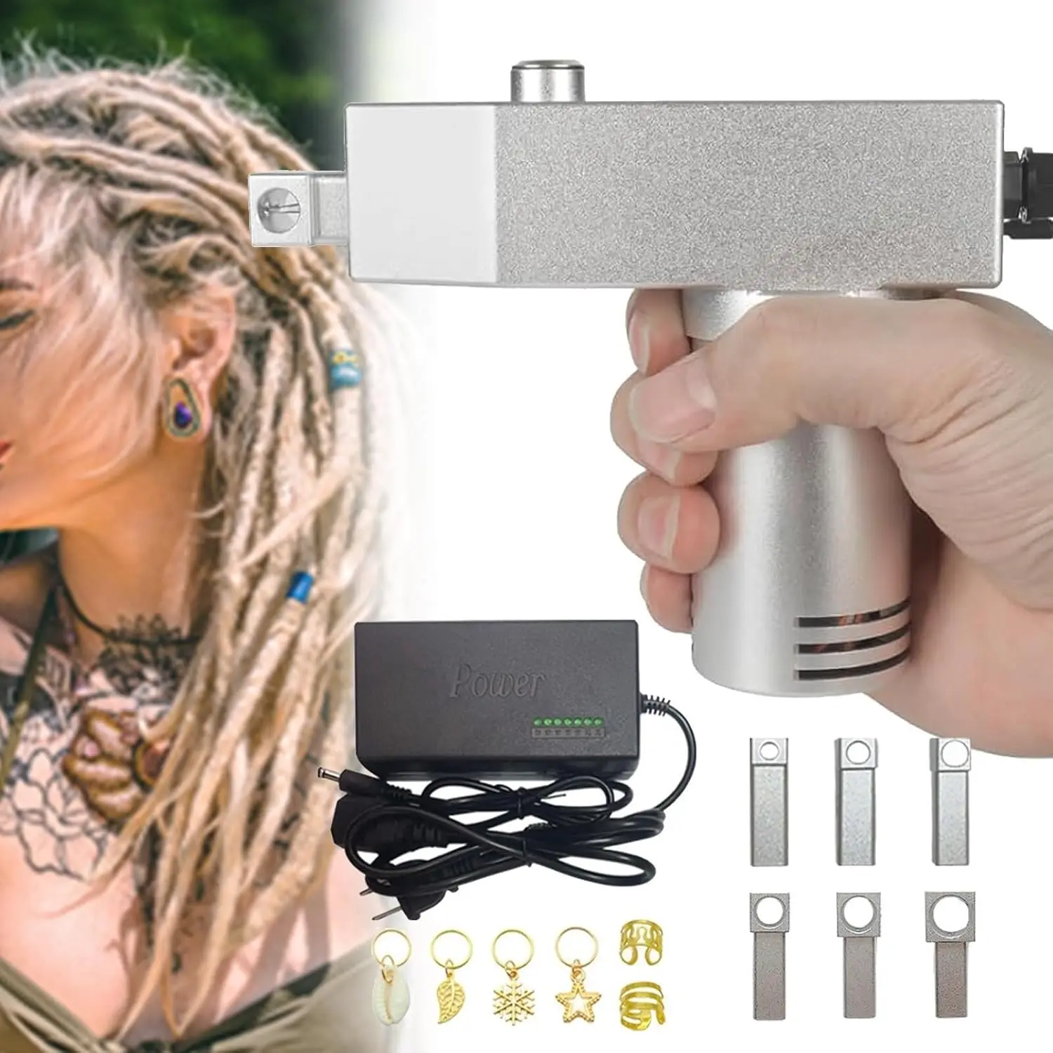 Dreadlock Machine Kit for Locs, Instant Dreadlock Machine with 6 Replacement Holes, Can Working Directly on Your Real Hair