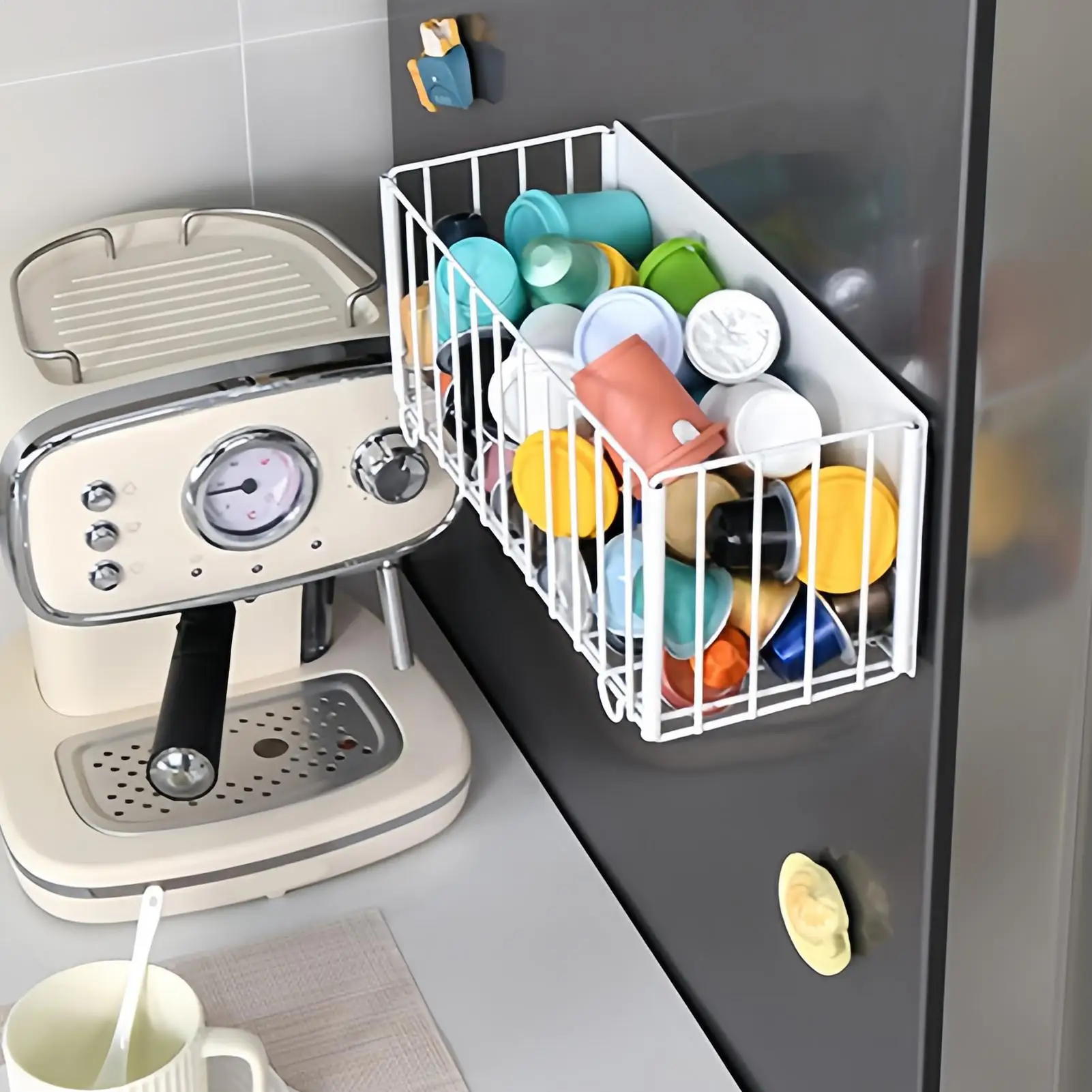 

Magnetic Basket Laundry Room Organization Rack Space Saving Foldable Decorative Shelf For Kitchen Dorm Classroom Refrigerator