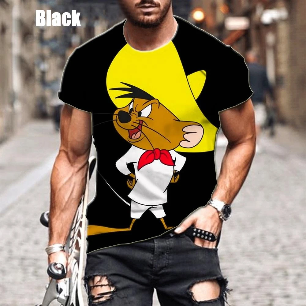 T-shirt à manches courtes pour hommes, T-shirt de sport unisexe, Anime classique, Rick Speedy Gonzales, Impression 3D, Dessin animé drôle, Été,