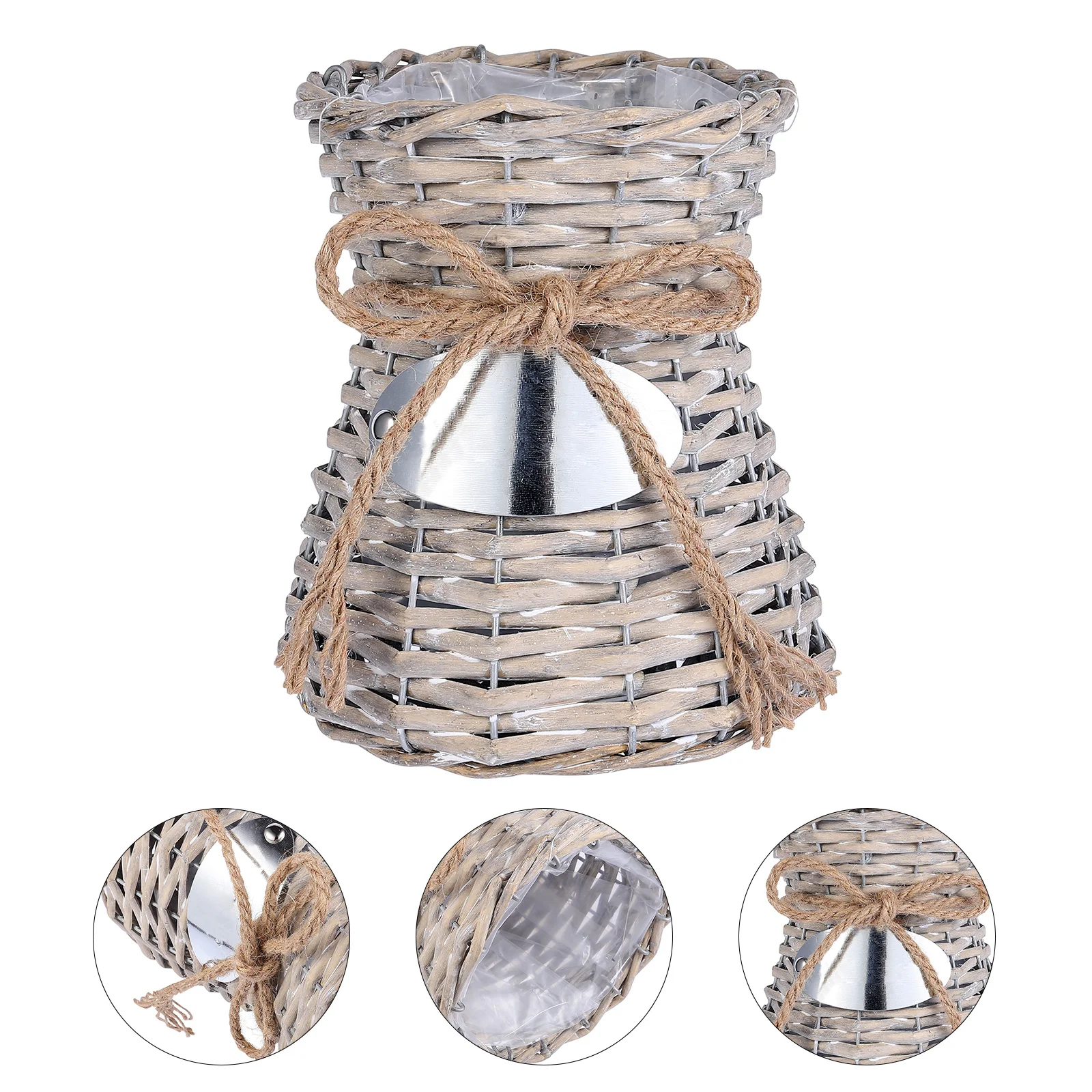 

1Pcs Bamboo Woven Vase Creative Practical Flower Container with Pe Film Leakproof Inner Wall for Desktop Bedroom Living Room