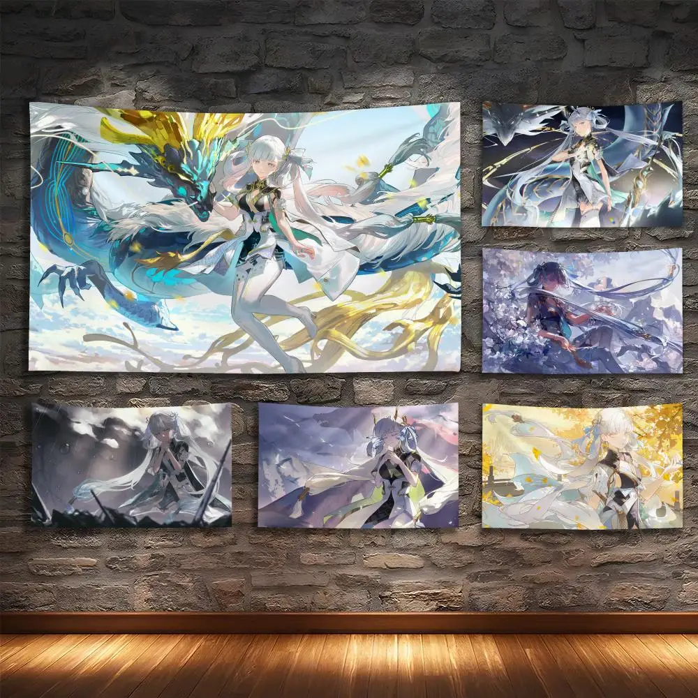 

Jinhsi Wuthering Waves Tapestry Custom Living Bedroom Party Dormitory Interior Wall Bohemian Decoration Attached Clip