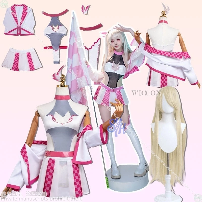 

Fate/kaleid liner аниме косплей розовый Kawaii сексуальное бикини мини-платье пальто милый милый гоночный костюм Лолиты Хэллоуин