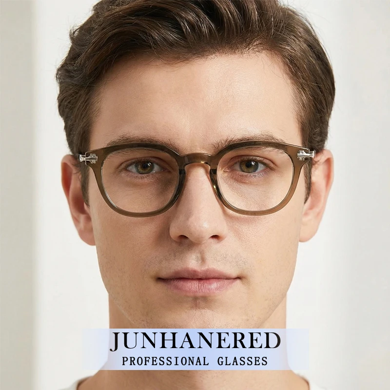 

Brand Design Metal Bolt Decoration Man Custom Optical Eyeglass Personality Vintaged Frame Photochromic Anti Blue Light Glasses