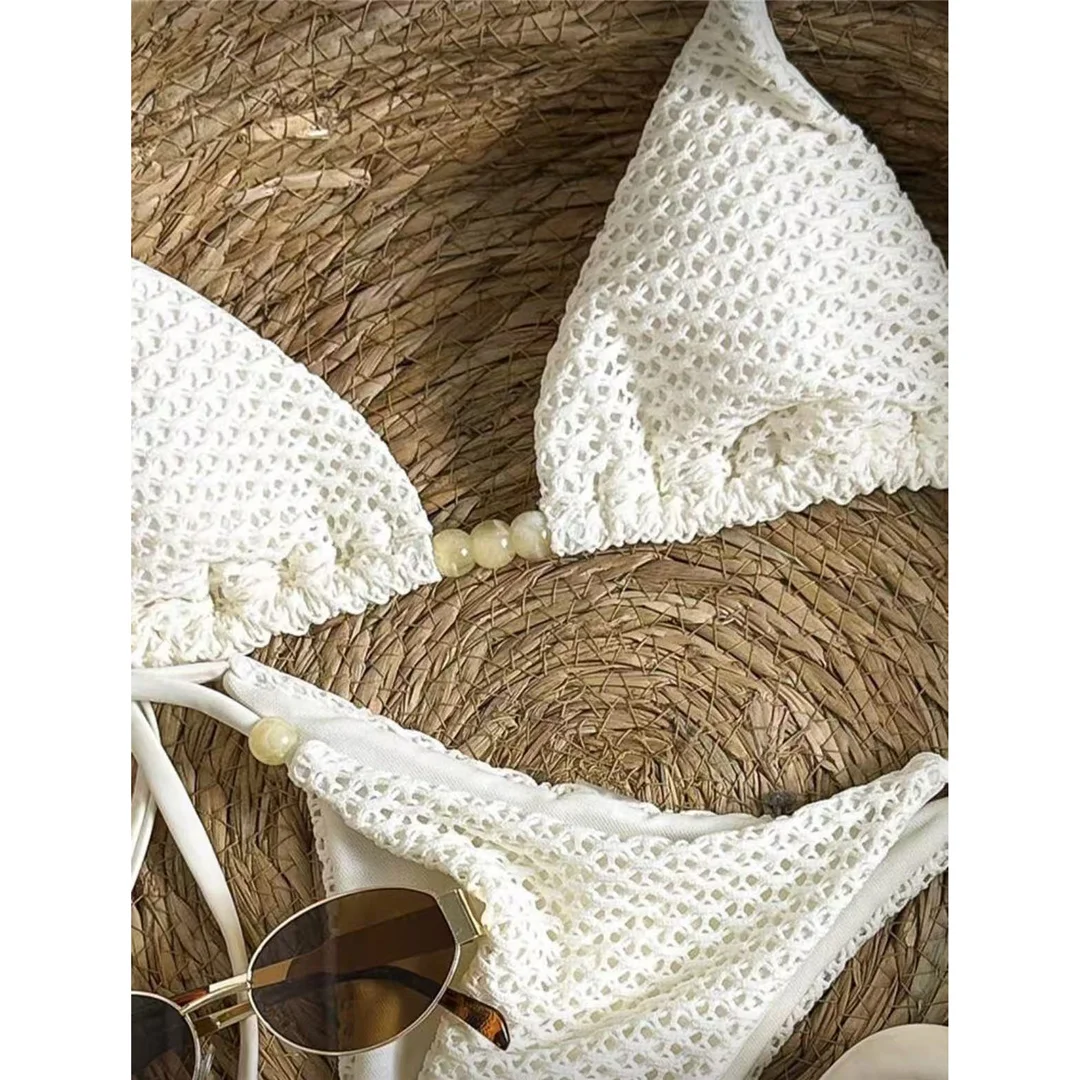 Zweiteiliges Bikini-Set mit Trägern, hohem Beinausschnitt, Badeanzug, Badebekleidung, aushöhlendem Design, Neckholder-Bikini, Damen-Badeanzug, Damen-Badebekleidung M126 – Detail 14