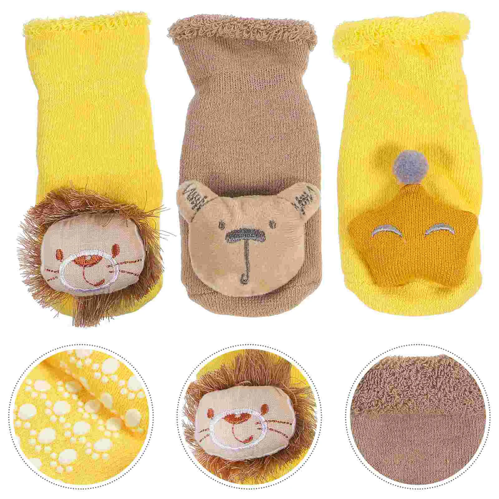 

3 Pairs Sock Baby Floor Socks Kid Slippers Combed Cotton for Boys Cartoon Toddler