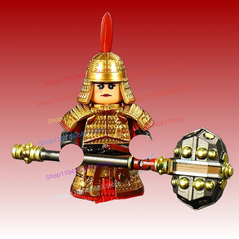 MOC Building Blocks Mini Figure New Three Kingdoms Warrior Assembly Model Ornament Anime Cartoon Toy Holiday Gift Collection