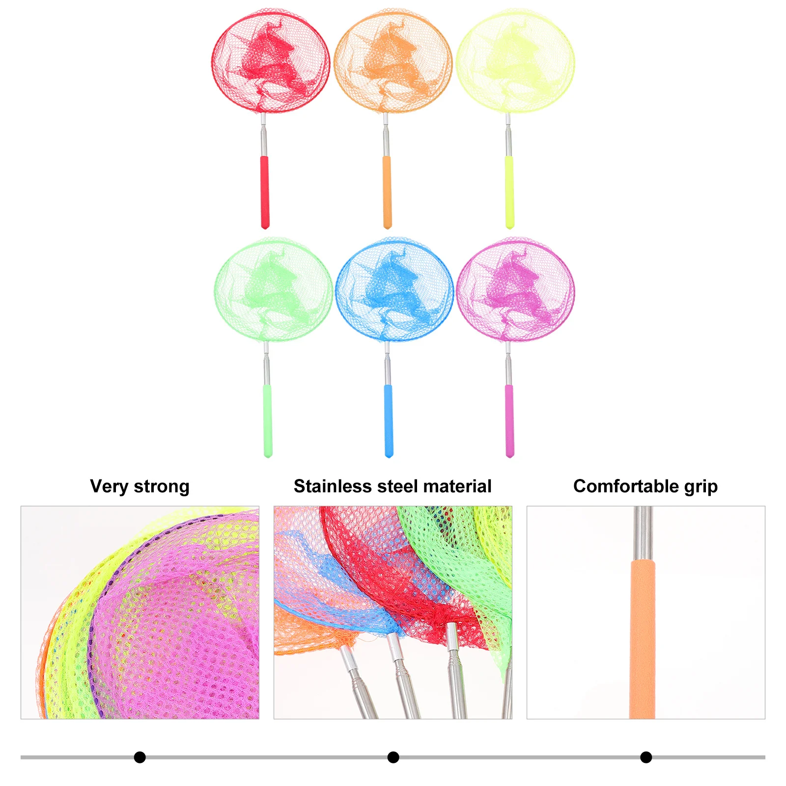 6 stuks vangnetten draagbare telescopische insectenvanger kit voor kinderen buiten vlinders libellen visnet lichtgewicht