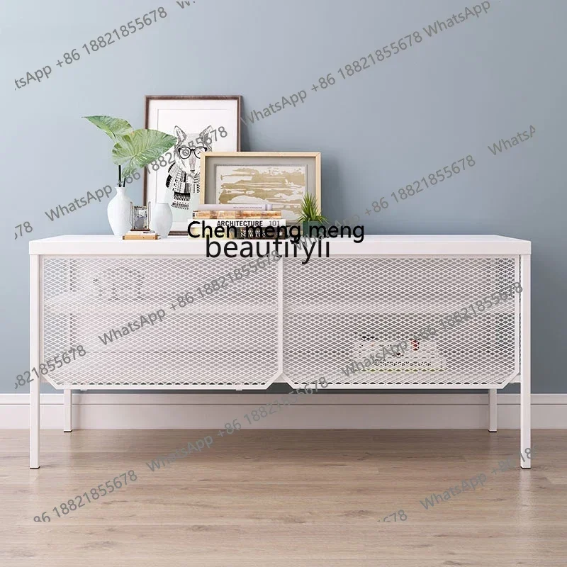 نمط جديد الشمال الحديد المطاوع خزانة التلفزيون الهدف صافي انزلاق الباب خزانة منخفضة غرفة المعيشة تجميعها خزانة مع الرسوم الدائمة #5